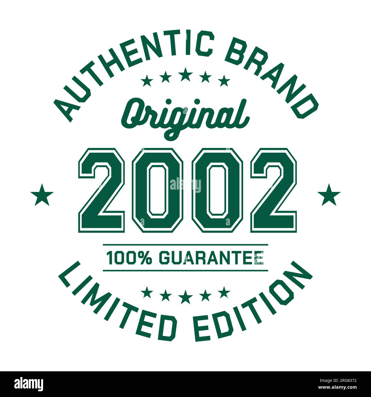 2002 marque authentique. Design de mode vestimentaire. Design graphique pour t-shirt. Vecteur et illustration. Illustration de Vecteur