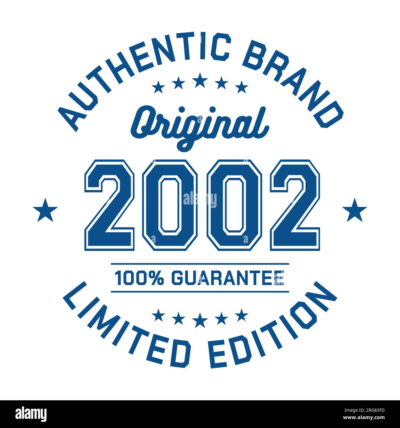 2002 marque authentique. Design de mode vestimentaire. Design graphique pour t-shirt. Vecteur et illustration. Illustration de Vecteur