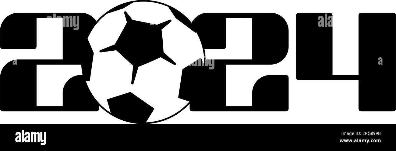 Bonne année 2024 et ballon de football. Carte de voeux de sport avec ballon de football. Illustration vectorielle. Illustration de Vecteur