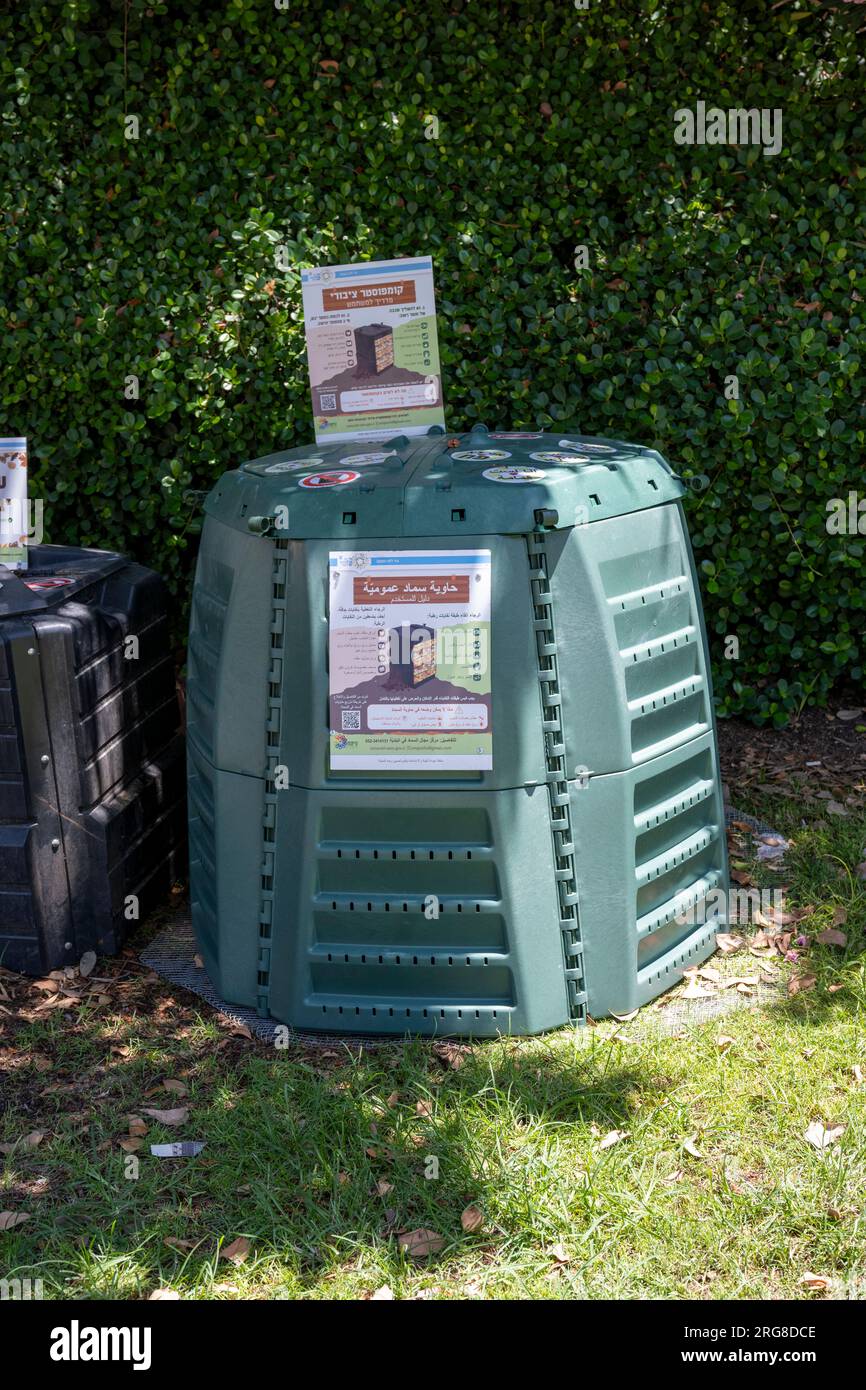 Durabilité Composter municipal pour déchets ménagers biologiques photographié à tel Aviv, Israël Banque D'Images