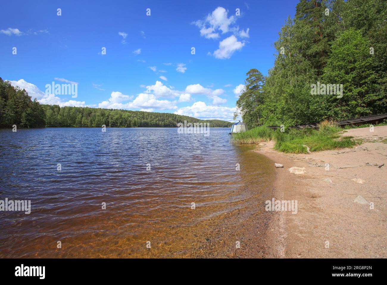 Lac Pitkäjärvi dans le parc national de Nuuksio - Haltia nature Center, Finlande Banque D'Images