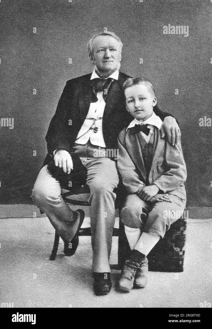 Richard Wagner (1813 - 1883) compositeur allemand avec son fils, Siegfried Banque D'Images