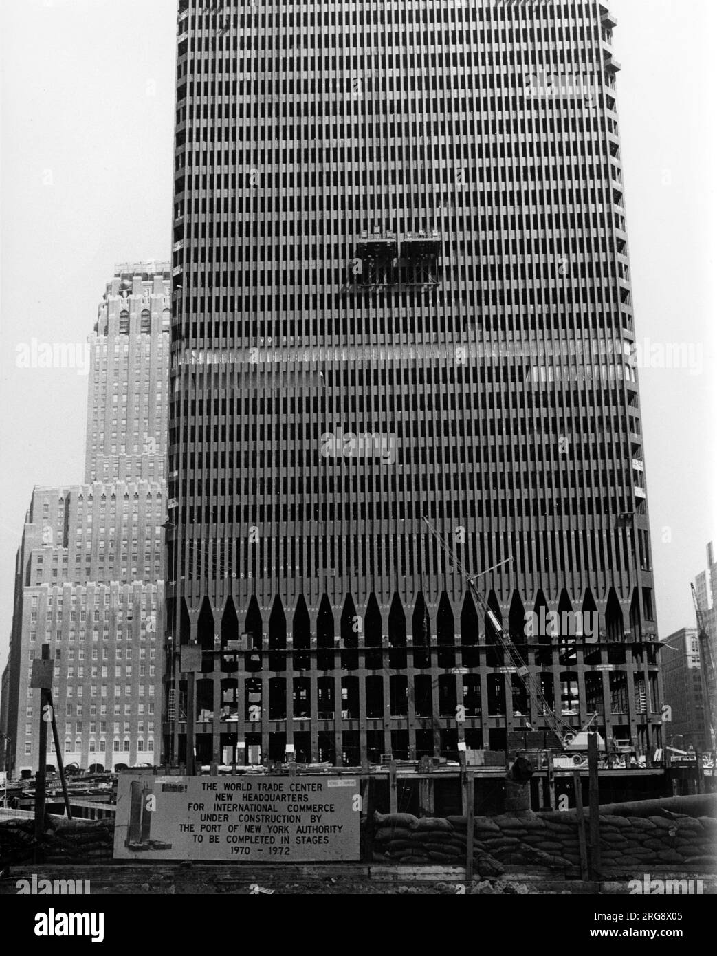 World Trade Centre, nouveau siège du commerce international, en construction par l'autorité du port de New York, qui sera achevé aux étapes 1970 à 1972. Banque D'Images