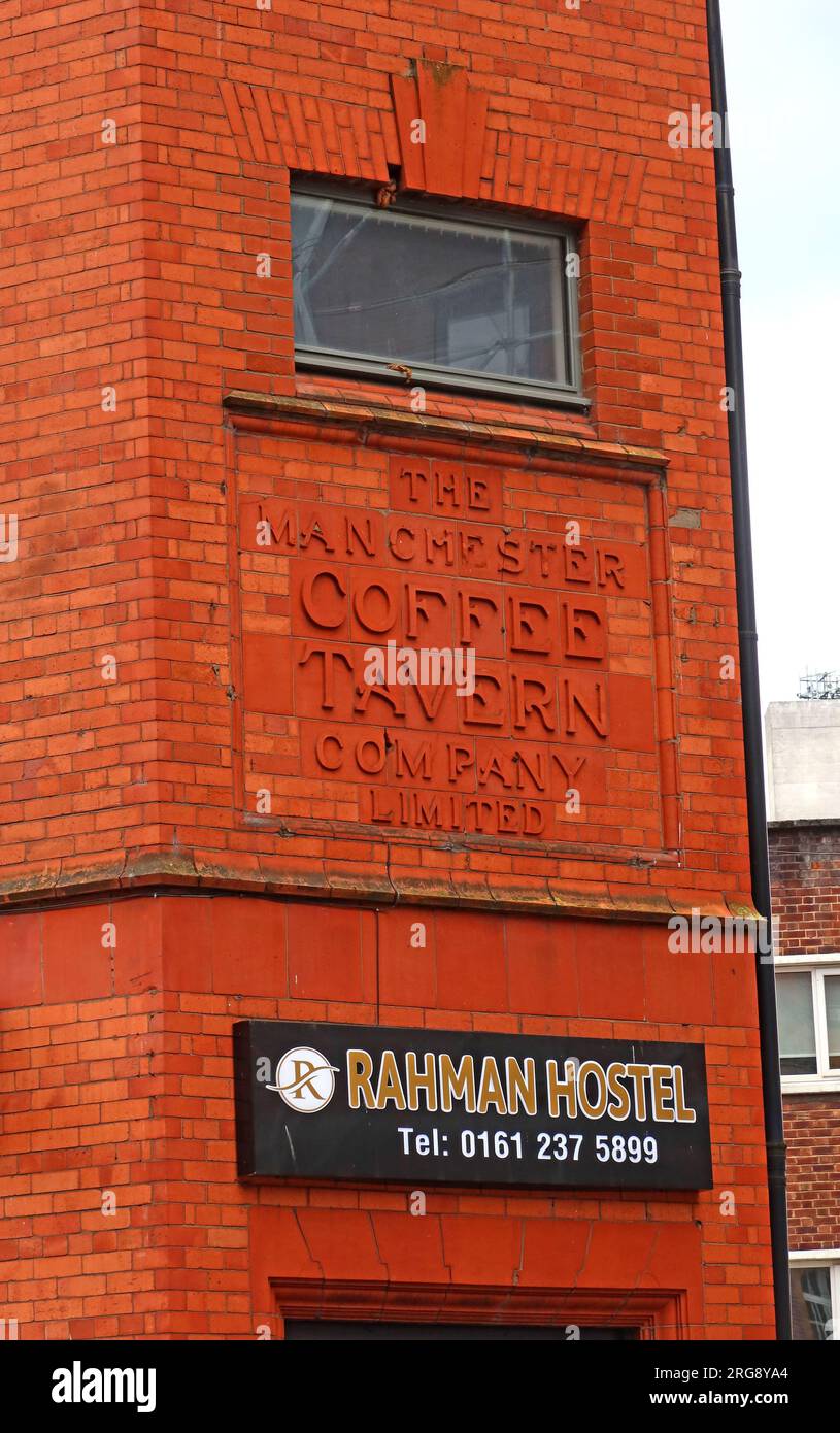 The Manchester Coffee Tavern Co Ltd - mouvement de tempérance de 1880 pour rivaliser avec les pubs alcooliques et les palais de gin, 8 Fairfield St, Manchester M1 3GF Banque D'Images
