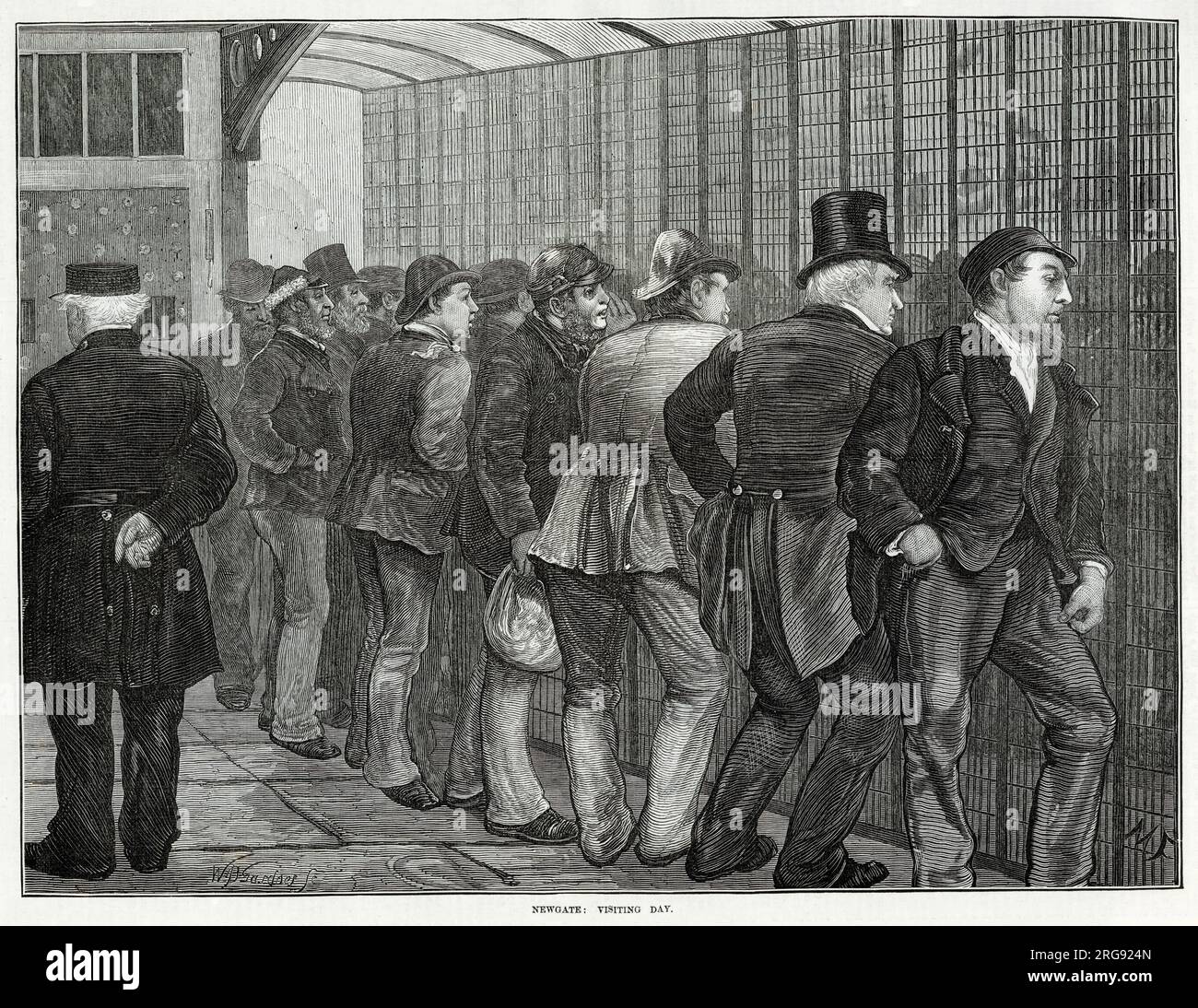 Un croquis montrant la journée des visiteurs à la prison de Newgate, Londres. Banque D'Images