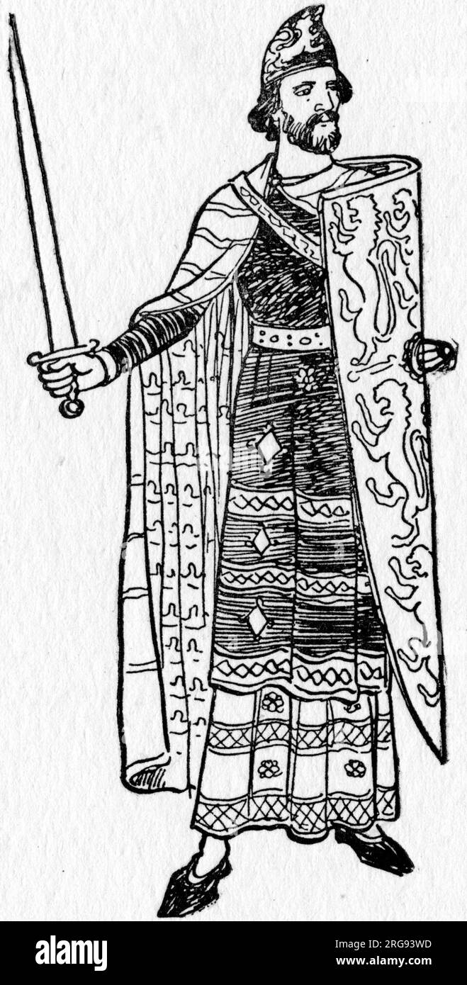 Geoffroy Plantagenet (1113-1151), comte d'Anjou, de Touraine et du Maine par héritage à partir de 1129, et aussi duc de Normandie par conquête à partir de 1144. Son mariage avec l'impératrice Mathilde, fille et héritière d'Henri Ier d'Angleterre, lui donna un fils, Henri Curtmanle, qui succéda sur le trône d'Angleterre en tant que roi Henri II Banque D'Images