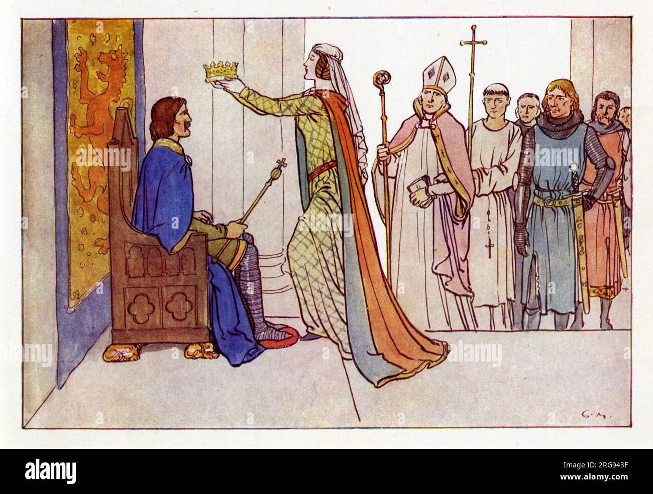 Le roi Robert Bruce est couronné roi d'Écosse par Isabella MacDuff, comtesse de Buchan à l'abbaye de Scone. Banque D'Images
