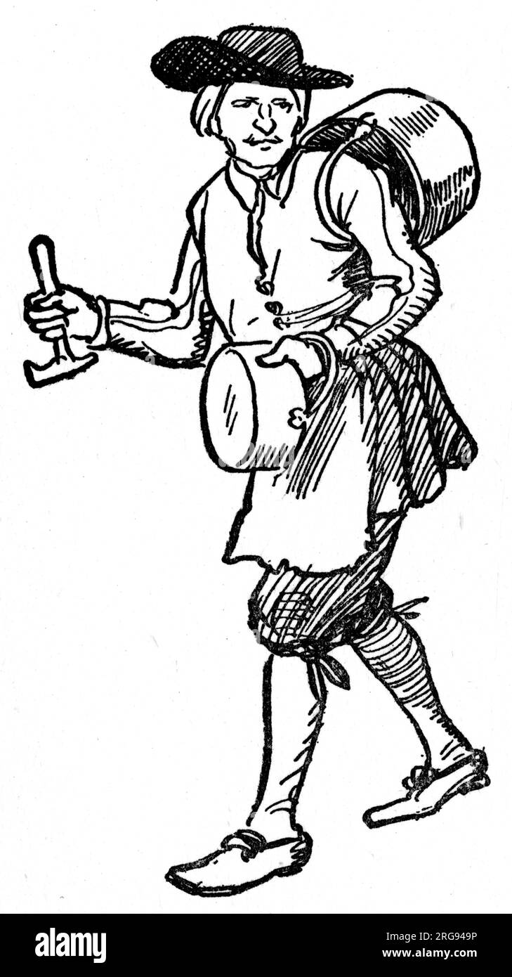 Un Tinker voyageur au XVIIe siècle. Banque D'Images