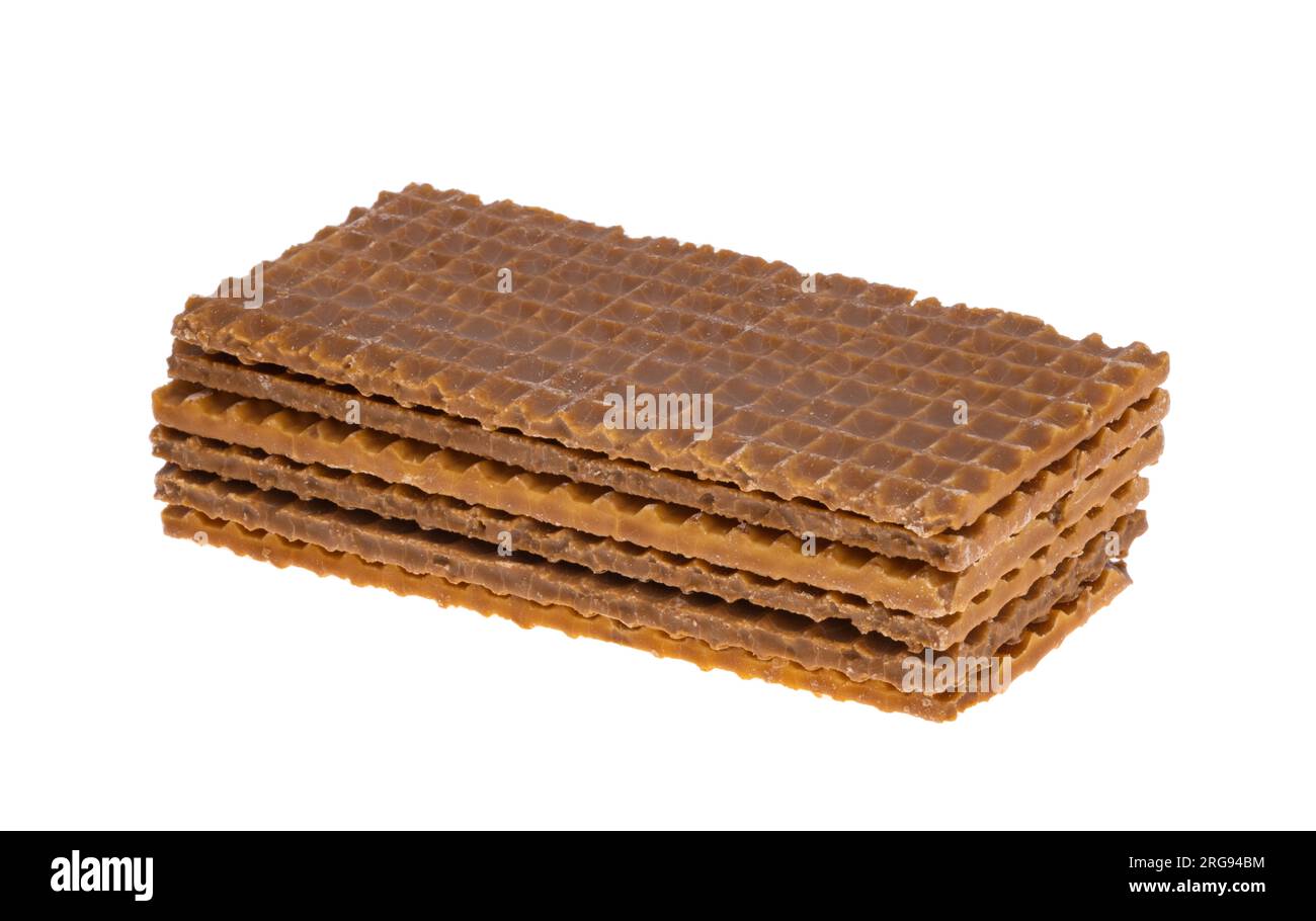 gaufres avec caramel isolé sur fond blanc Banque D'Images