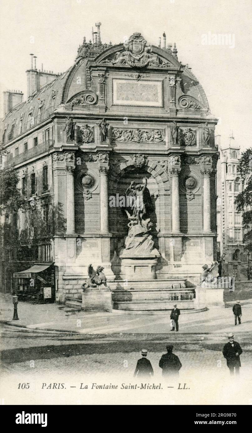 La Fontaine de Saint Michel - Paris, France Banque D'Images