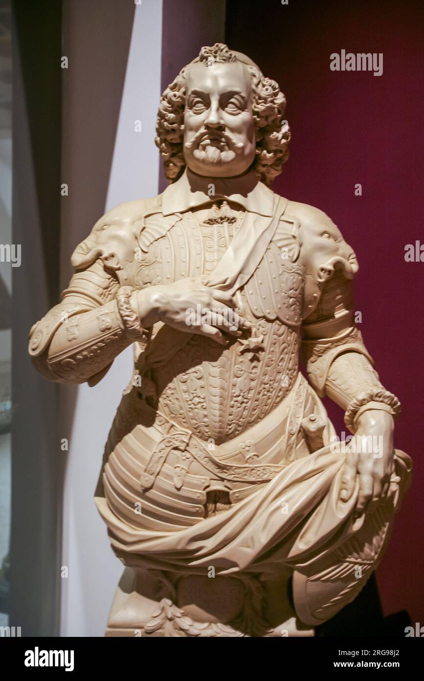Brésil, Recife -statue de Maurits van Nassau, ancien gouverneur général du Brésil néerlandais (1636-1644). Statue peut être vu dans le château Ricado Brennand ou Banque D'Images