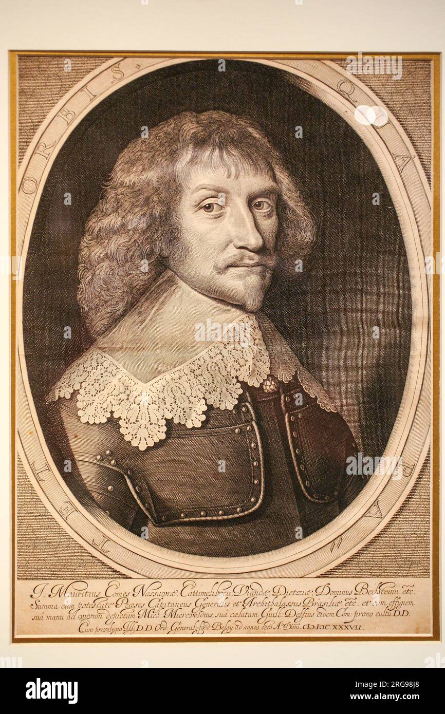 Brésil, Recife - dessin de Maurits van Nassau, ancien gouverneur général du Brésil néerlandais (1636-1644). Statue peut être vu dans le château Ricado Brennand o Banque D'Images