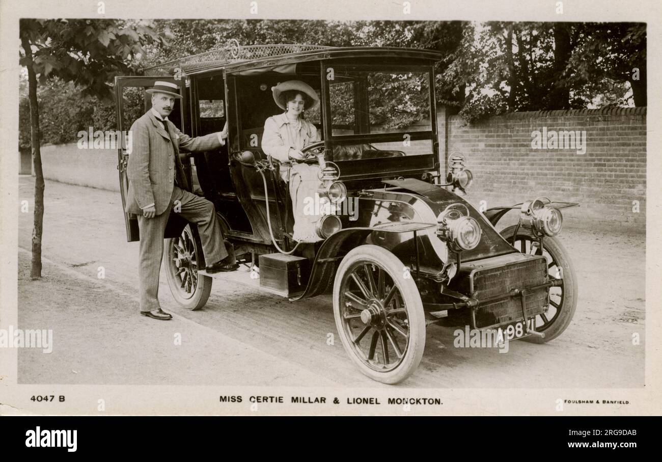 CGV Charron Vintage car (avec les acteurs Gertie Millar et Lionel Monckton), Grande-Bretagne. Banque D'Images