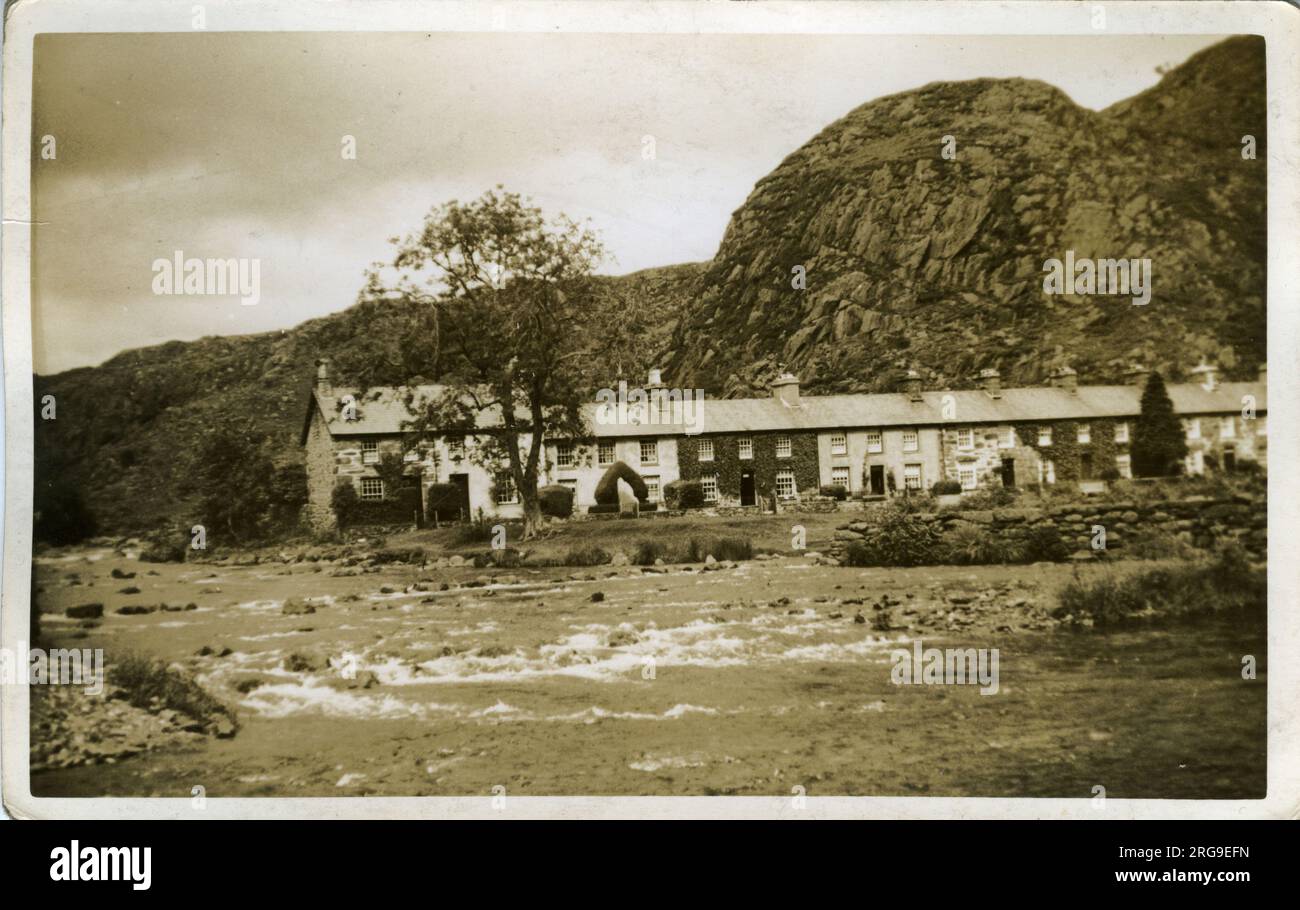 Beddgelert Cottages, Beddgelert, Caernarfon, Snowdonia Area, Caernarvonshire, pays de Galles. Banque D'Images