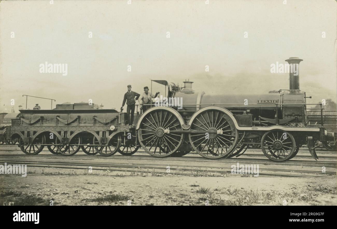 Locomotive de chemin de fer à large voie Early GWR 'Rennie' - (Great Western Railway), Angleterre. Banque D'Images