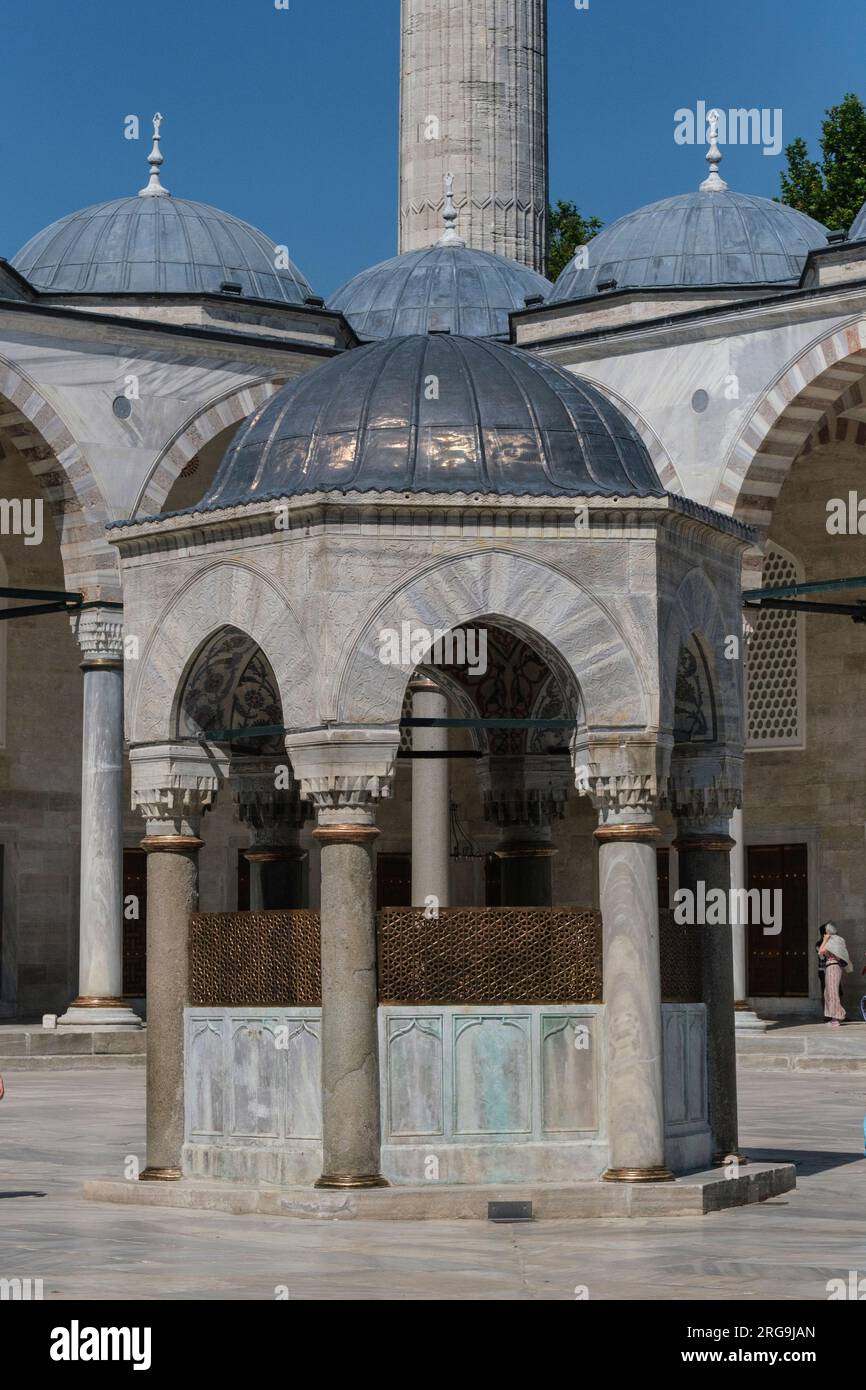 Istanbul, Turquie, Türkiye. Cour de la Mosquée Bleue (Mosquée du Sultan Ahmed) Banque D'Images