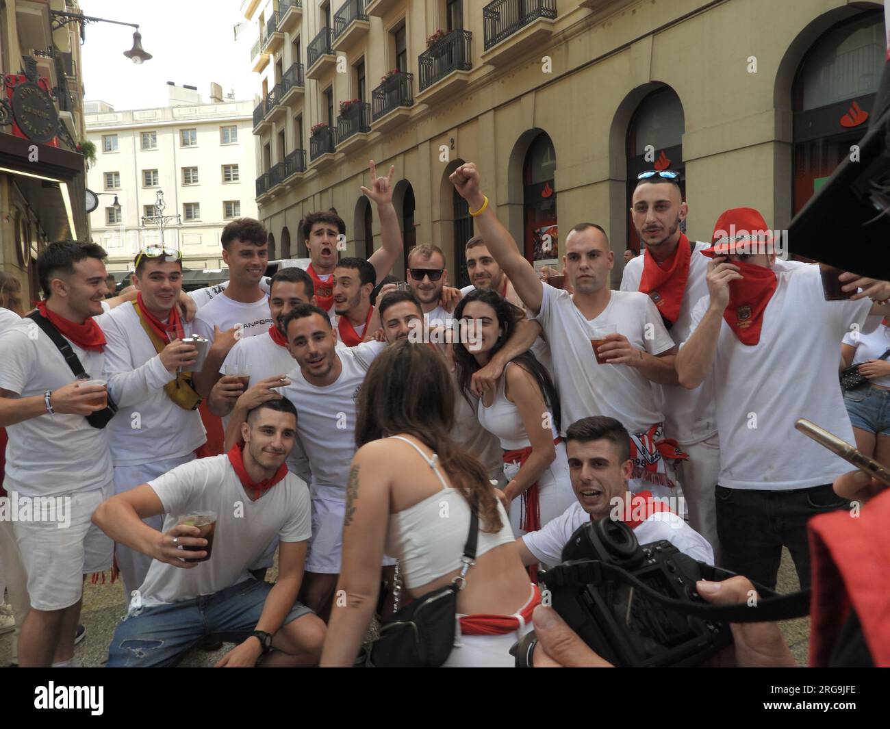 Espagne : Festival de San Fermin à Pamplona, Navarre Banque D'Images