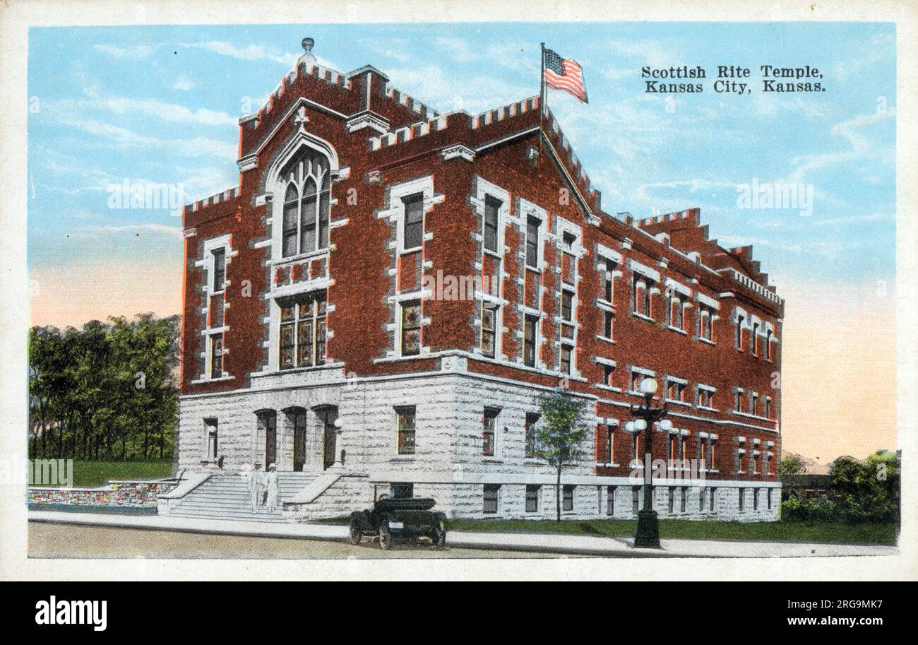 Temple du Rite écossais (le Rite écossais ancien et accepté de la franc-maçonnerie), Kansas City, Kansas, États-Unis. Banque D'Images