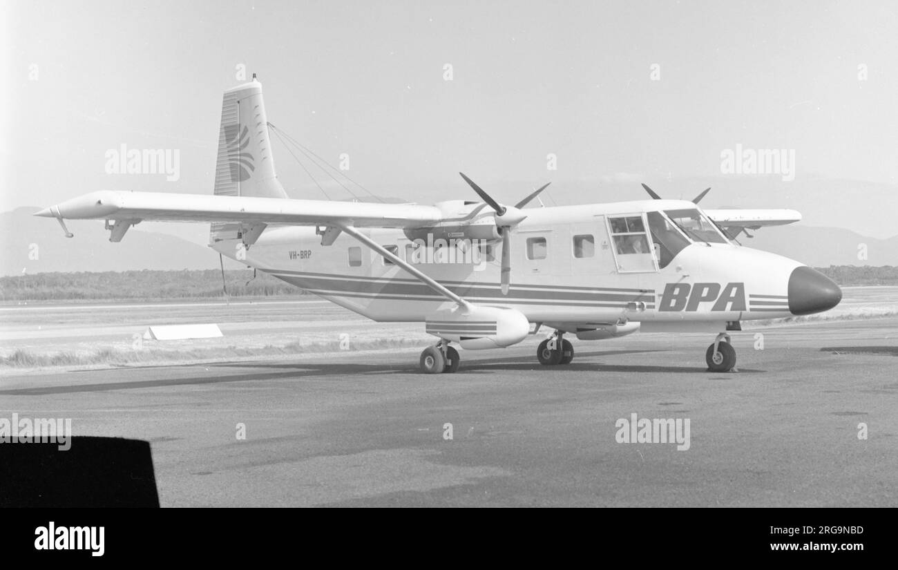 Government Aircraft Factories (GAF) Nomad 24A VH-BRP (msn 080), de BPA Bush Pilots Airways. Premier vol effectué le 13 février 1978 et livré à BPA Bush pilotes Airways le 28 février 1981, connu pour la dernière fois sous le nom d'exposition statique au Benalla Aviation Museum (11EFTS) à Victoria, en Australie. Banque D'Images