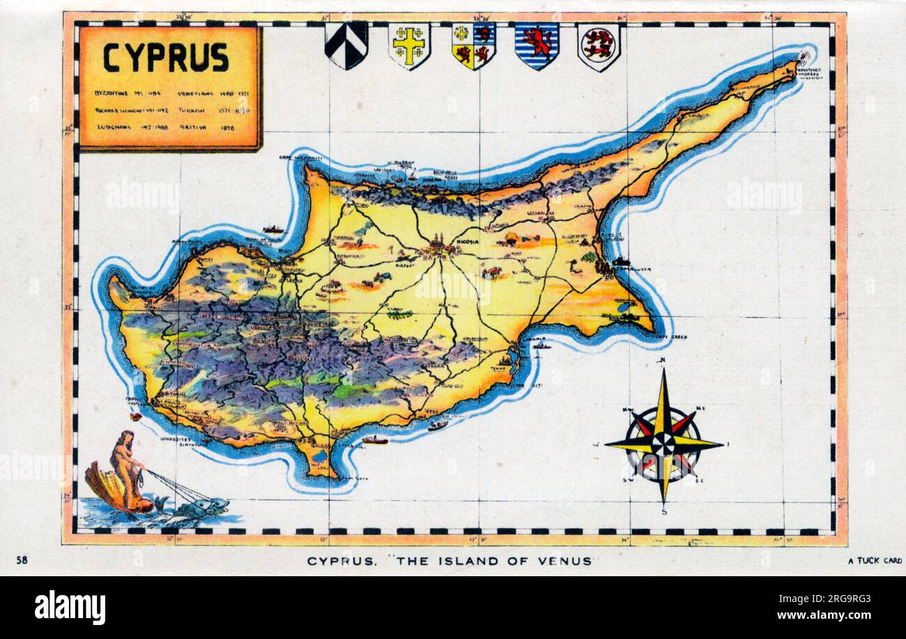 Carte de Chypre - l'île de Vénus. Banque D'Images