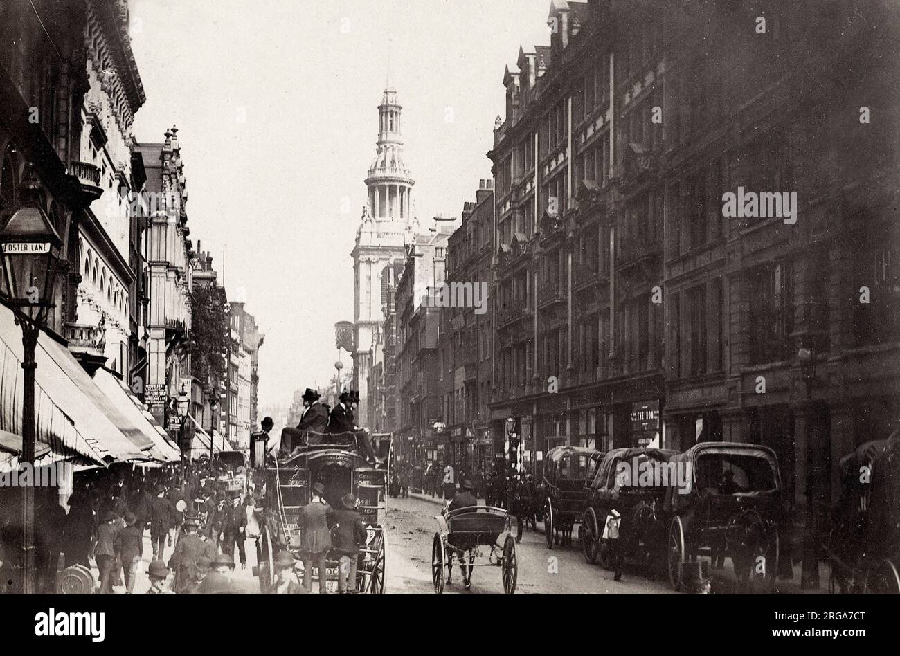 Photographie vintage du 19th siècle : scène de rue animée, Cheapside, Londres Banque D'Images