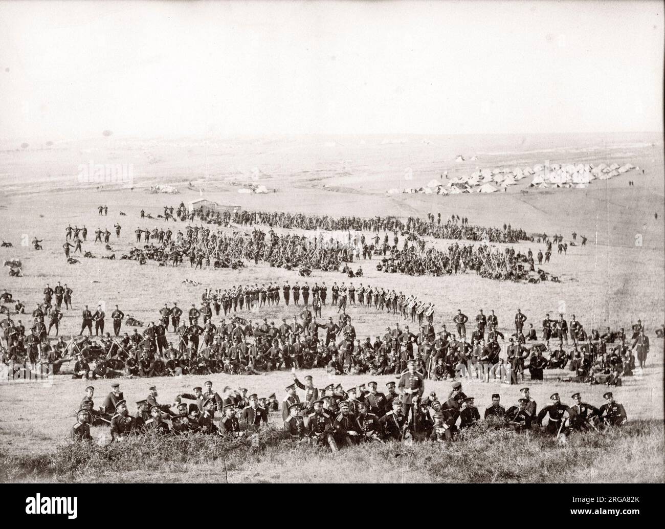C.1860s British army camp du régiment et de la formation, lieu non identifié Banque D'Images