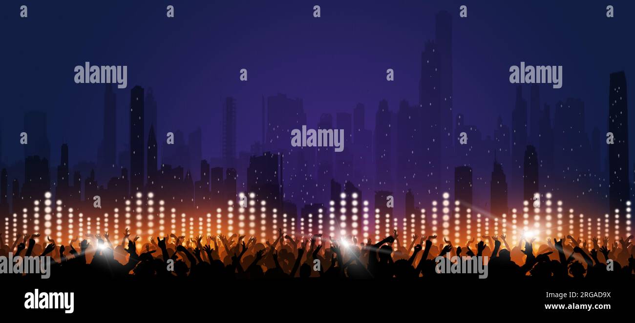 bannière de festival de ville en plein air de musique. fond de danse de foule de partie Banque D'Images