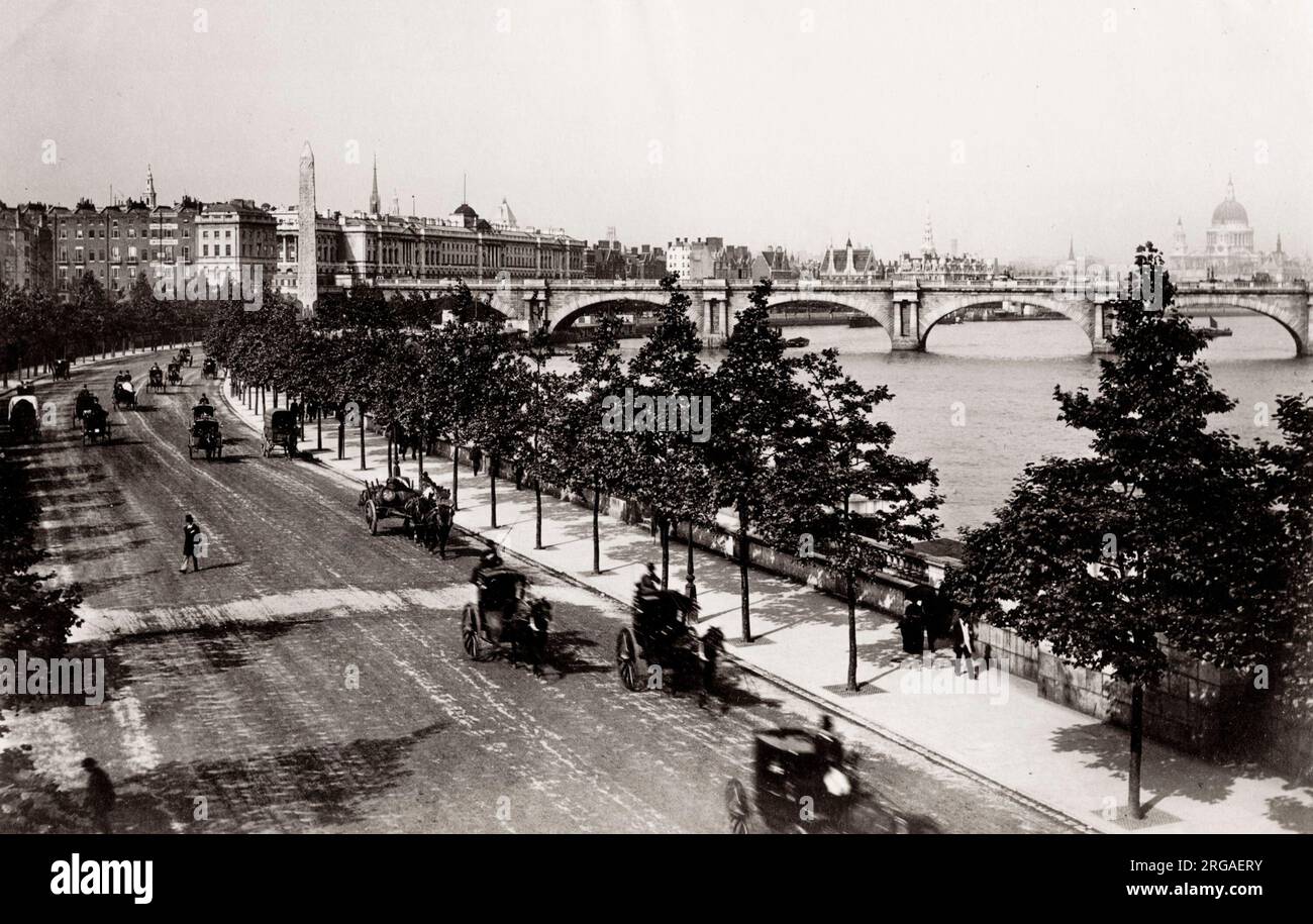 Photographie vintage du XIXe siècle : Victoria Embankment, Londres Banque D'Images