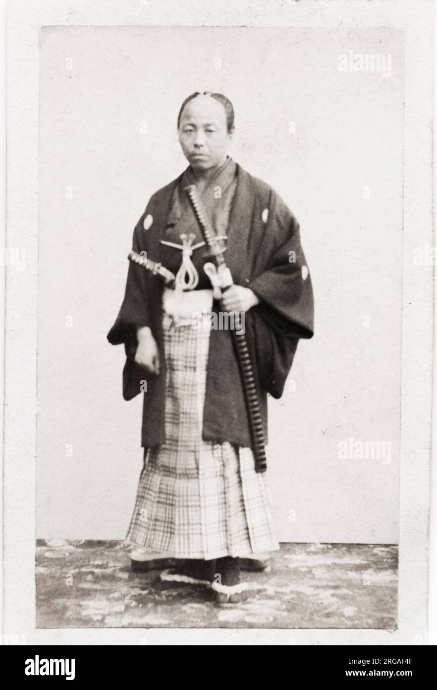 Photographie ancienne du XIXe siècle : Sakutaro Fukuda, membre de la première ambassade japonaise, délégation diplomatique en Europe, 1862. Banque D'Images