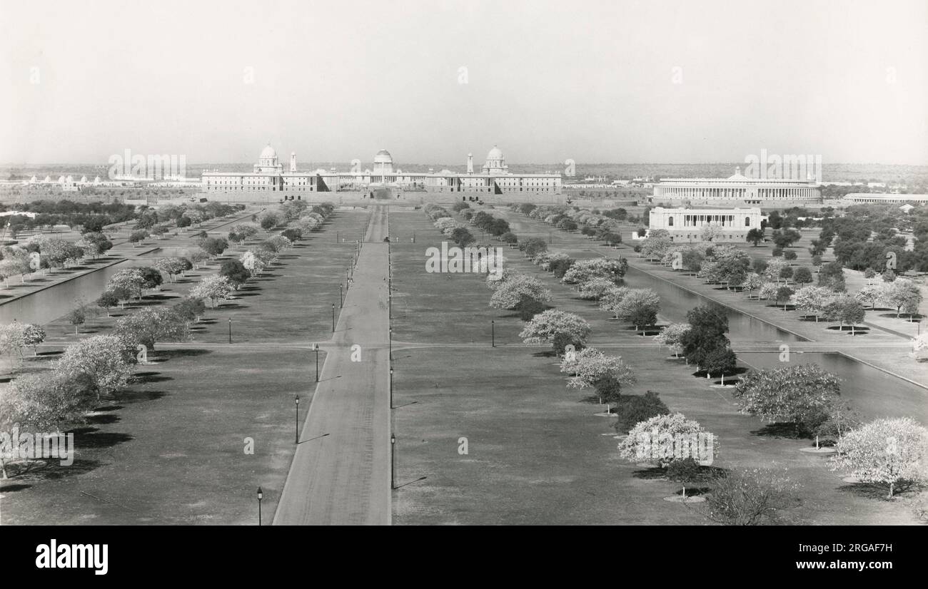 Début du XXe siècle - photo ancienne des bâtiments, New Delhi, Inde. Banque D'Images