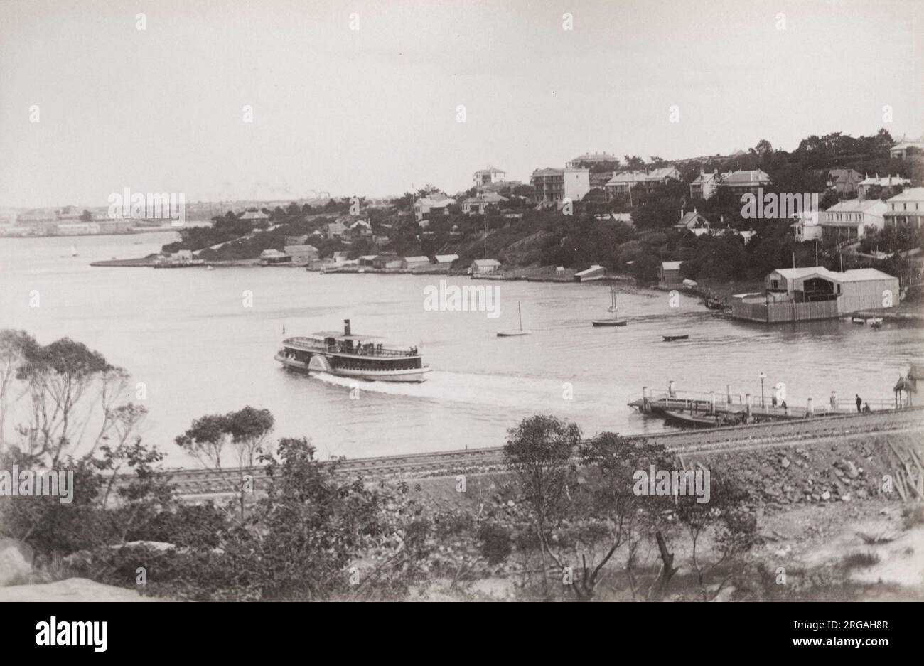 c.1900 photo d'époque: Australie - Sydney, Lavender Bay, bateau à vapeur à aubes. Banque D'Images