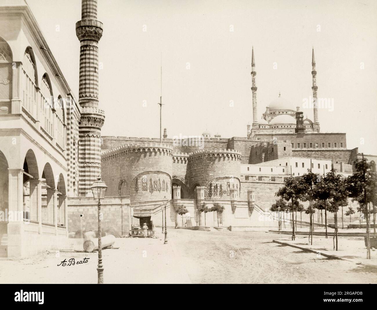 Photographie ancienne du XIXe siècle: Égypte c.1880 - vue sur la Citadelle, le Caire. Banque D'Images