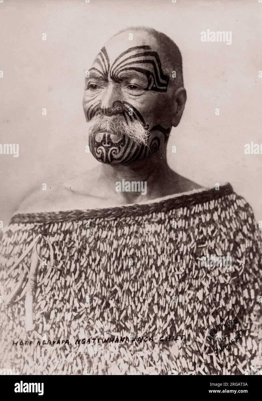Maori homme avec tatouage facial, tatouage, Nouvelle-Zélande, vers 1890 Banque D'Images