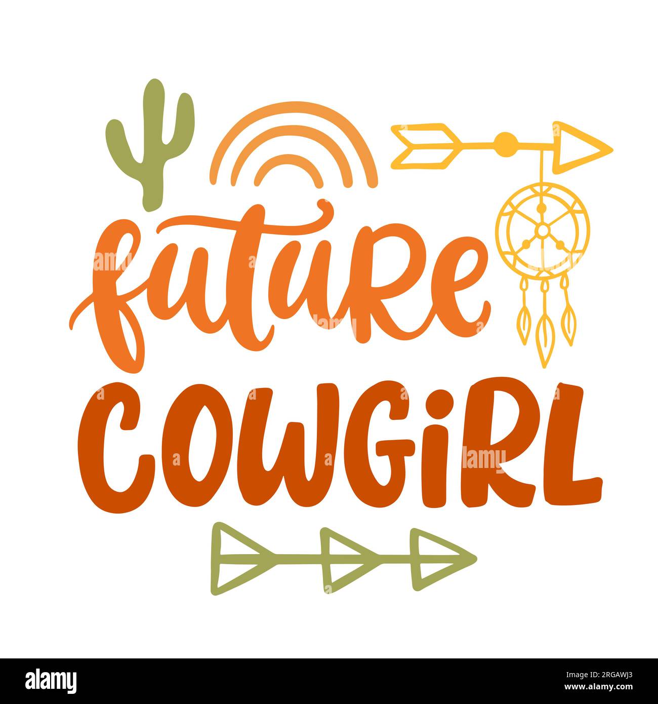 Future Cowgirl Kids imprimé lettrage écrit à la main Illustration de Vecteur