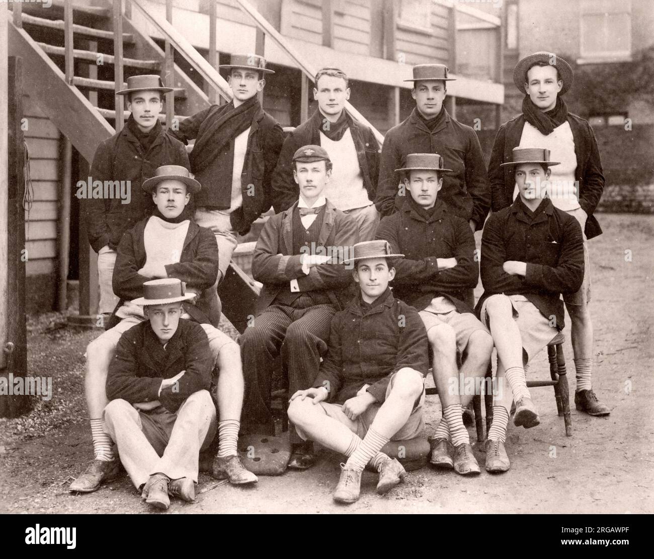 19e siècle - photographie vintage Lady Margaret Boat Club, l'équipe d'aviron, Cambridge, 1890 Banque D'Images