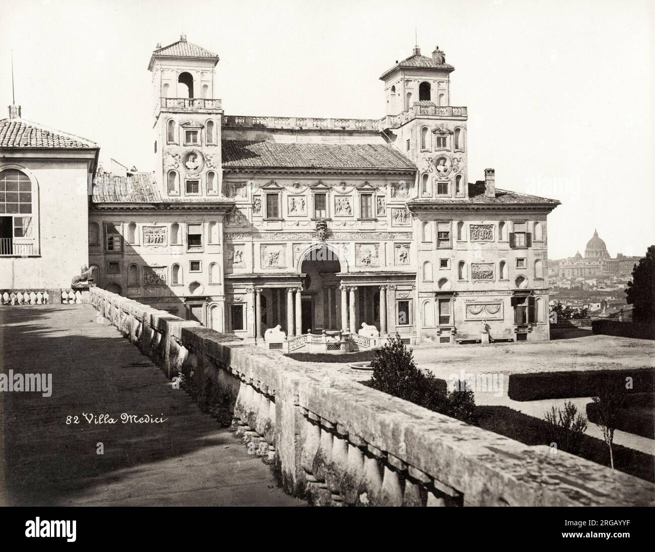 Photo du XIXe siècle : Villa Medici, Rome, Italie. Banque D'Images