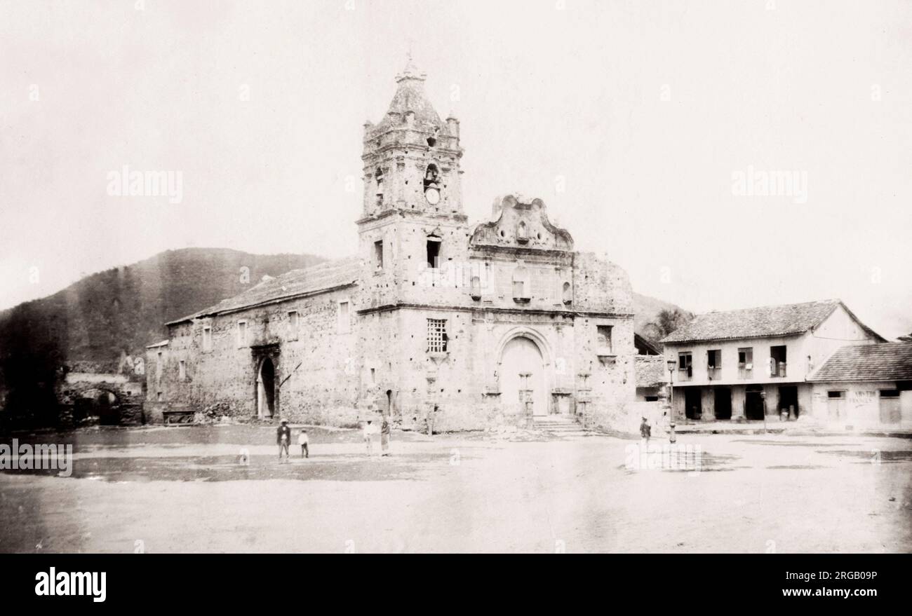 Photographie ancienne du XIXe siècle : cathédrale Saint-Anna, Panama Banque D'Images