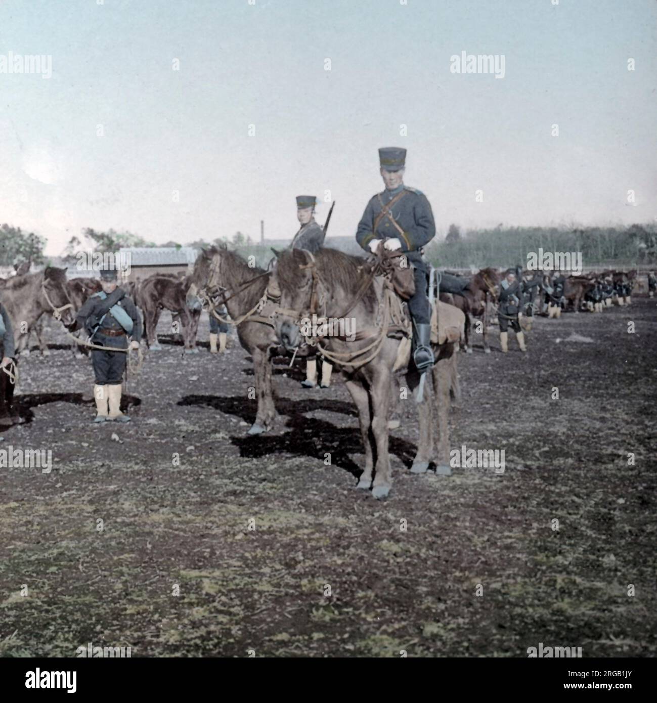 Armée japonaise, régiment d'artillerie, 1904 photo ancienne du début du 20th siècle Banque D'Images