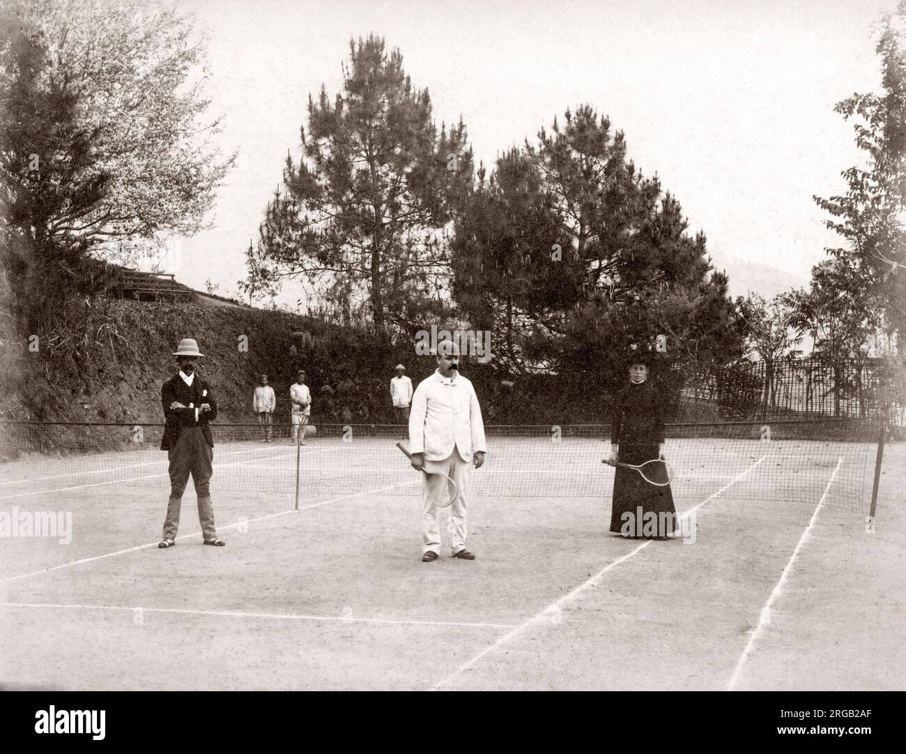 Match de tennis en Inde, c.1890 Banque D'Images