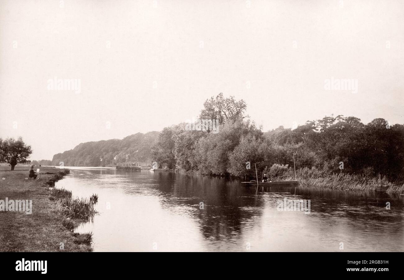 Vintage 19e siècle photographie - Royaume-Uni - Henley on Thames en aval du déversoir Banque D'Images