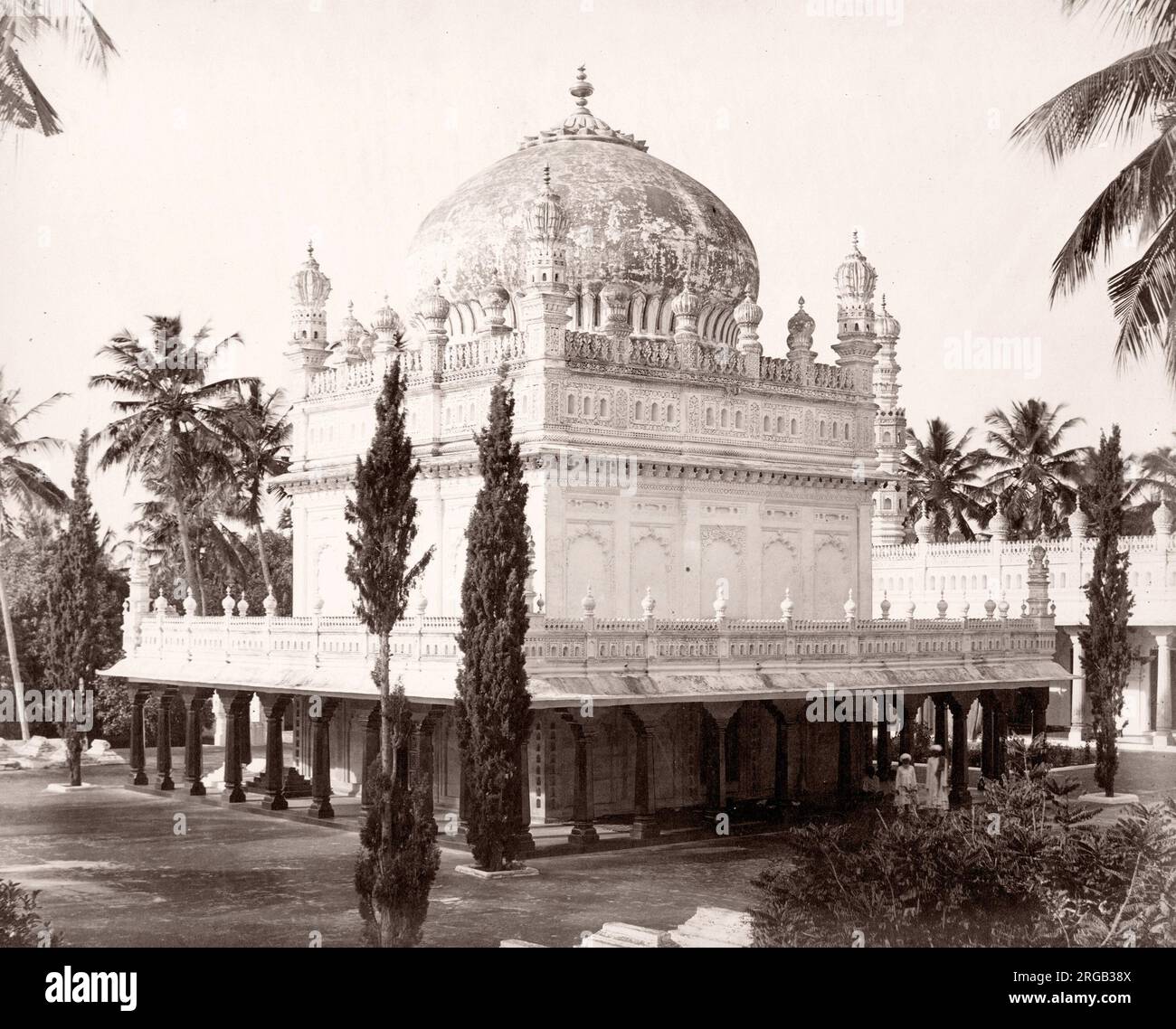 19e siècle photographie vintage de l'Inde - Le Gumbaz à Seringapatam, mausolée musulman - sultan Tippu's tomb Banque D'Images