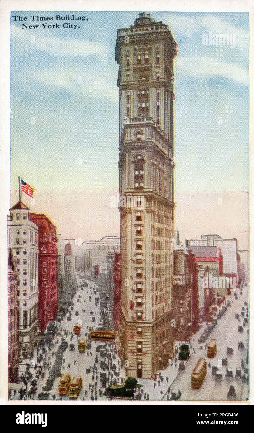 The Times Building, New York, États-Unis - situé à l'intersection de Broadway, 7e avenue et 42e rue - populairement connu sous le nom de Times Square. Banque D'Images