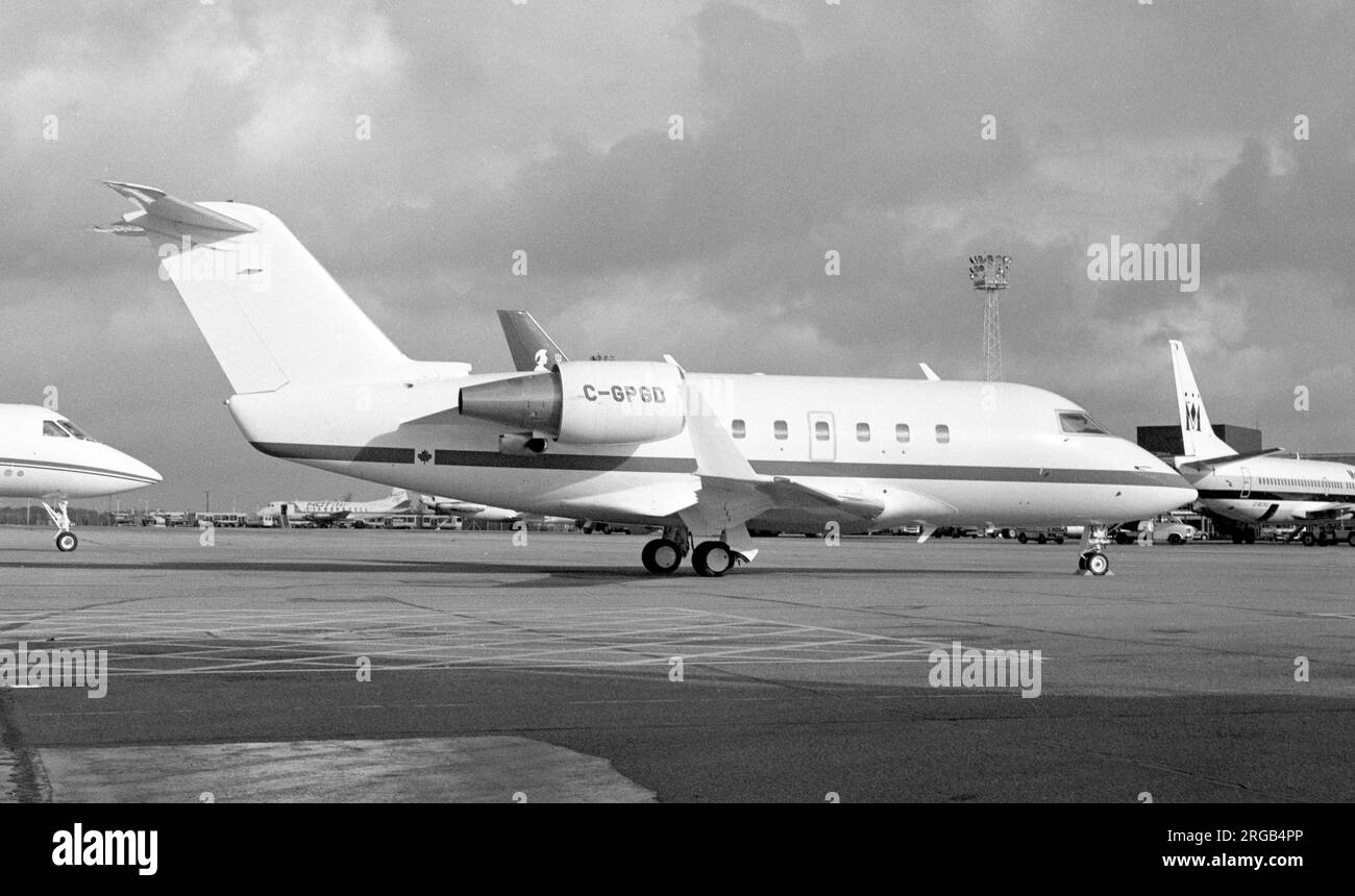 Canadair CL-601 Challenger C-GPGD (msn 3039), de Canadair Ltd., à l'aéroport de Luton, en décembre 1989. Banque D'Images