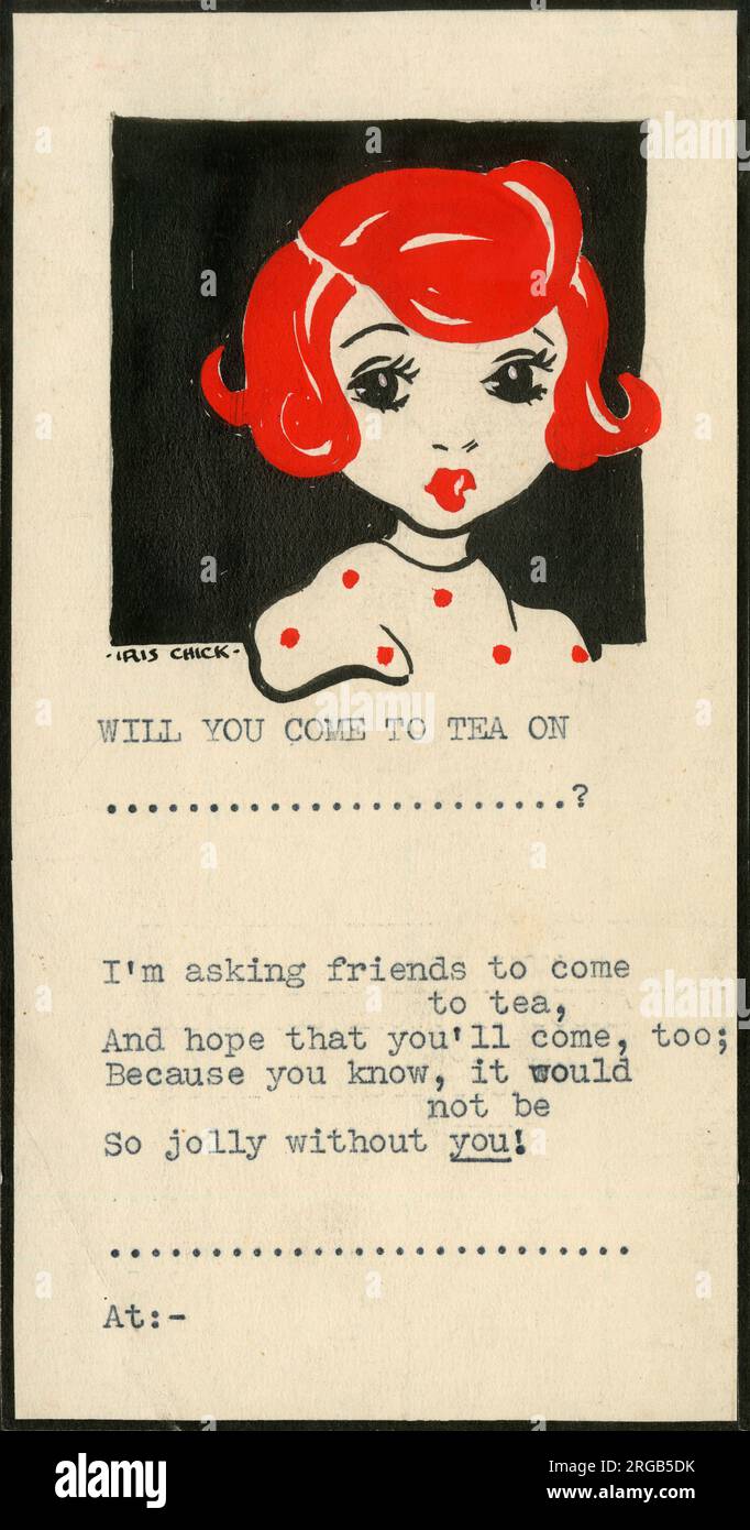 Art original - invitation au thé. Banque D'Images