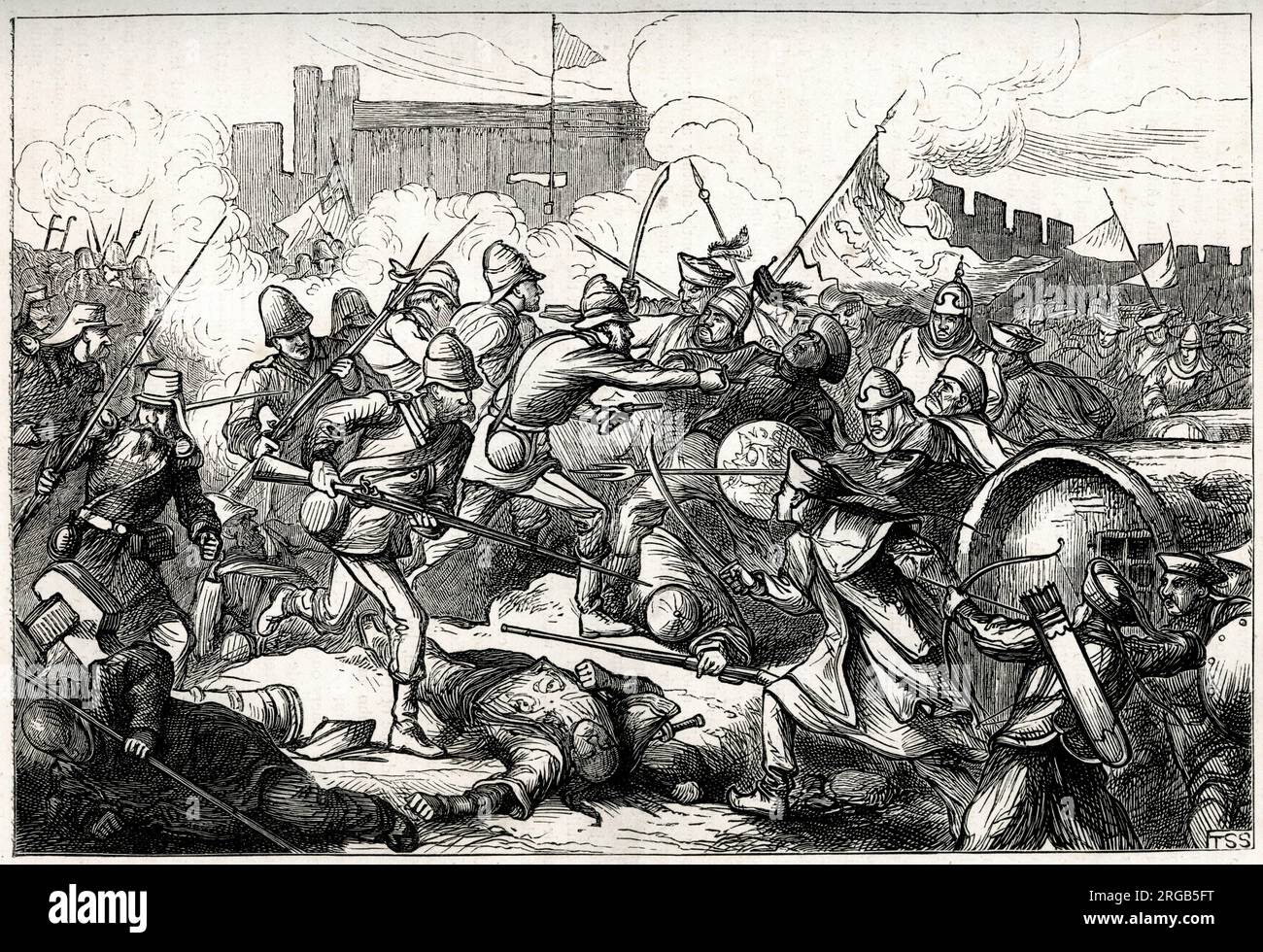 Capture des forts Peiho (ou forts Taku), près de Tianjin, deuxième guerre de l'opium, 12-21 août 1860, Chine Banque D'Images