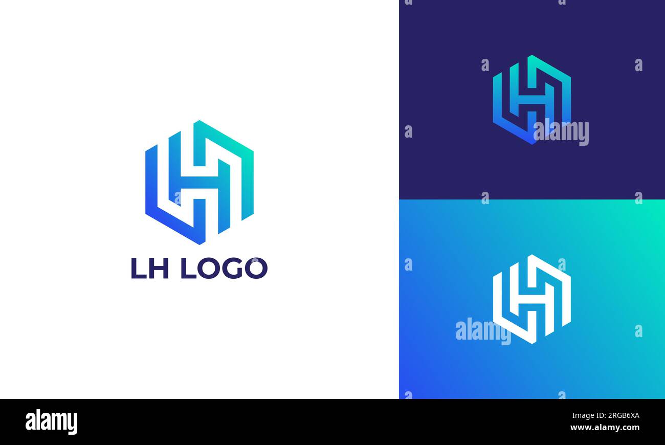 Logo LH ou HL. Lettre LH forme hexagonale , style simple et moderne Illustration de Vecteur