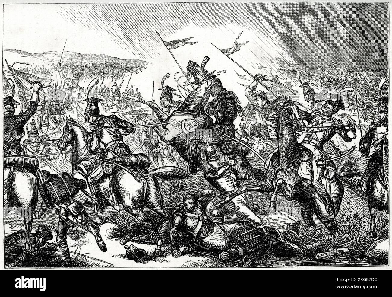 Bataille d'Albuera, Estrémadure, Espagne, 16 mai 1811, combattue par l'Empire français et le duché de Varsovie contre le Royaume-Uni, le Portugal et l'Espagne, dans le cadre de la guerre péninsulaire (1807-1814). Banque D'Images