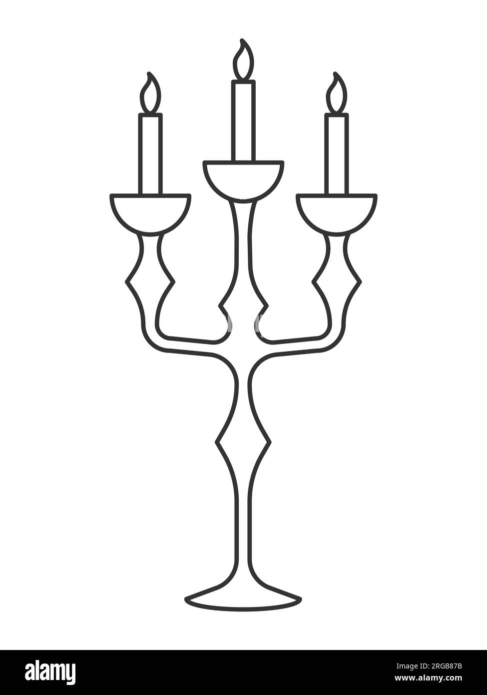 Illustration vectorielle en noir et blanc. Un chandelier pour trois bougies. Illustration de Vecteur