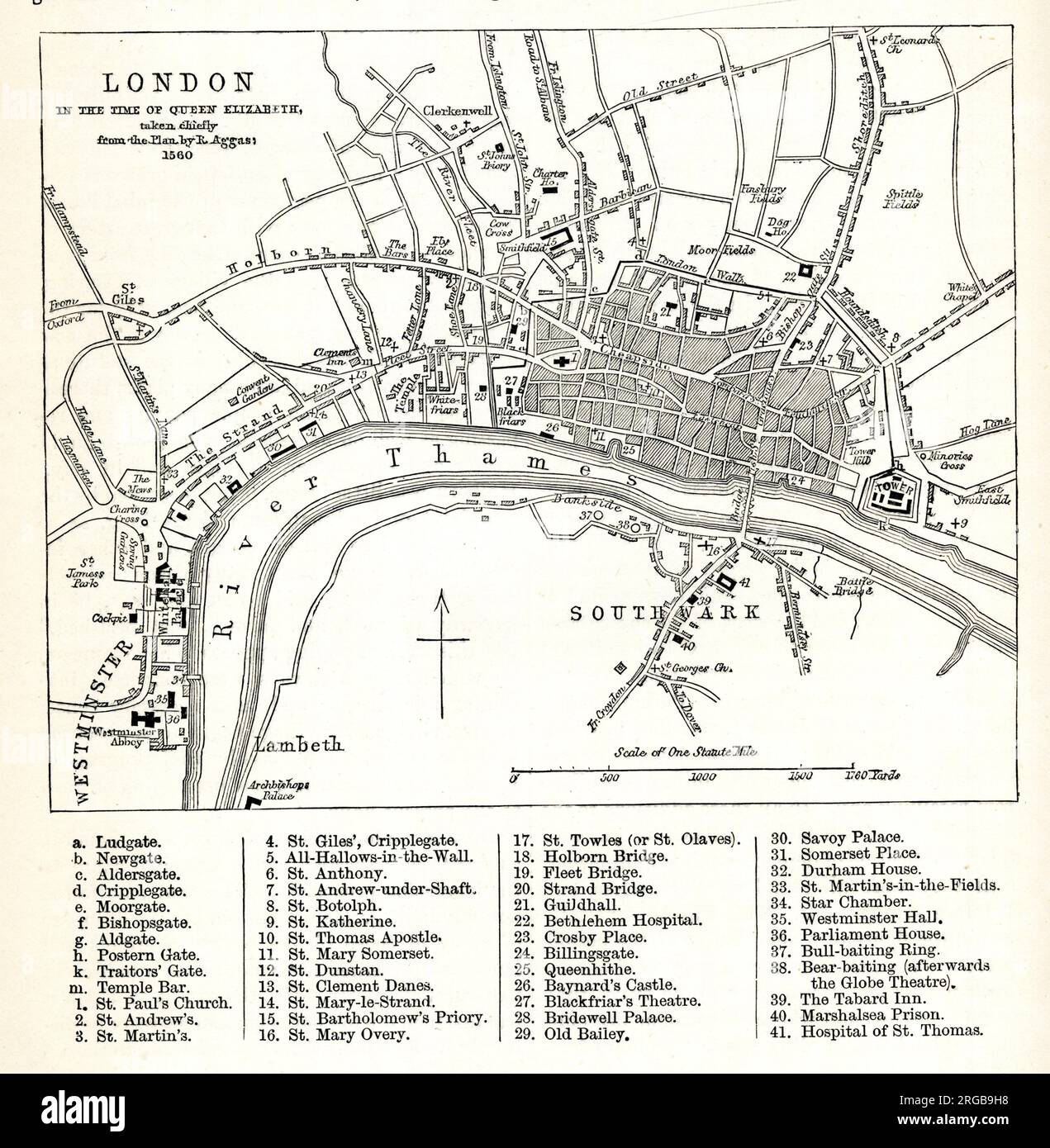 Map of london 16th century Banque de photographies et d’images à haute ...