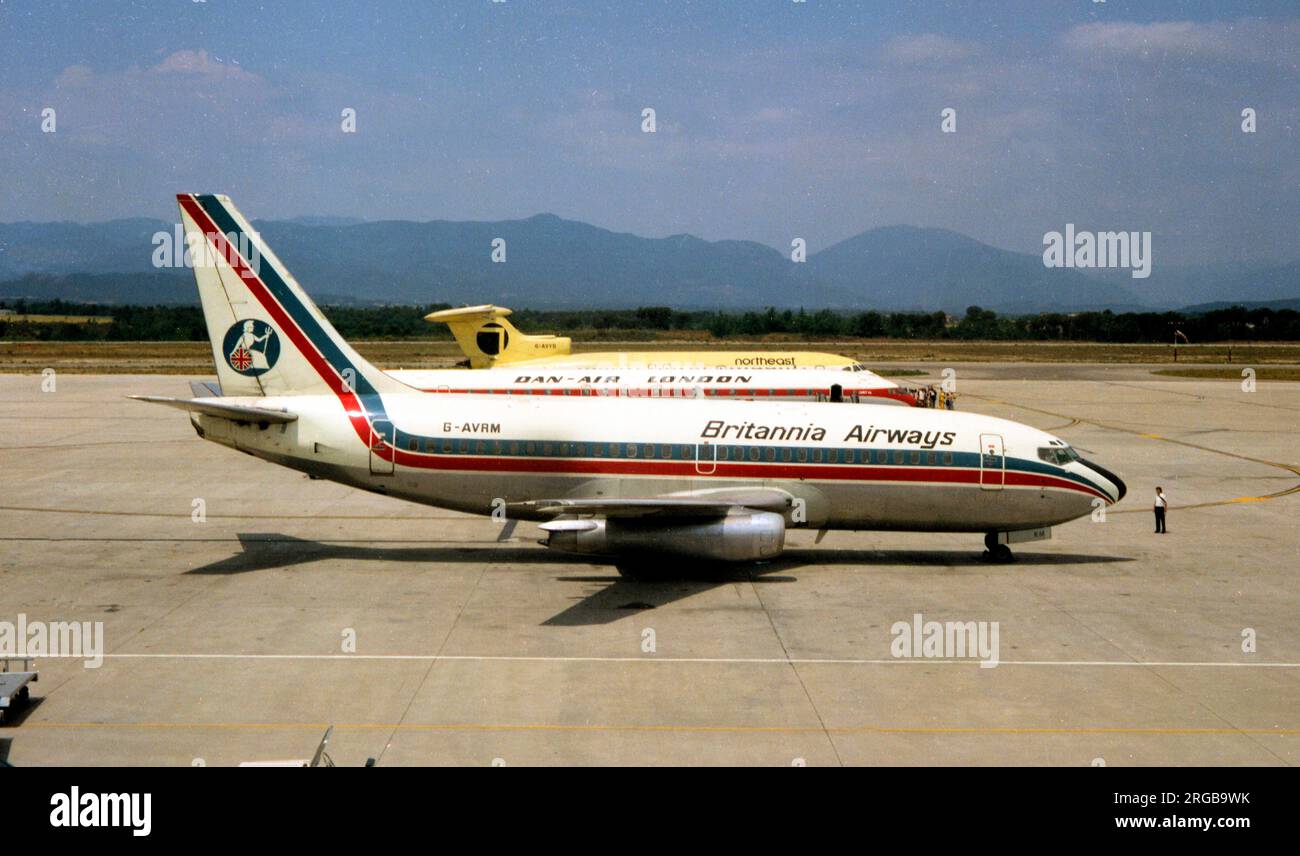 Boeing 737-204 G-AVRM (msn 19710), de Britannia Airways à Genève en juin 1973. Banque D'Images